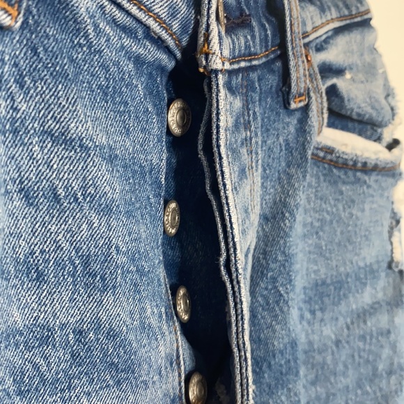 Abercrombie & Fitch Women's Denim The Dad High Rise Distressed Jeans sz 6 Short - Picture 5 of 9